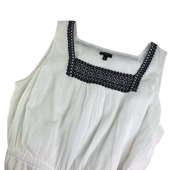 Talbots White Gauze Belted Dress with Black Embroidery - Picture 3 of 7